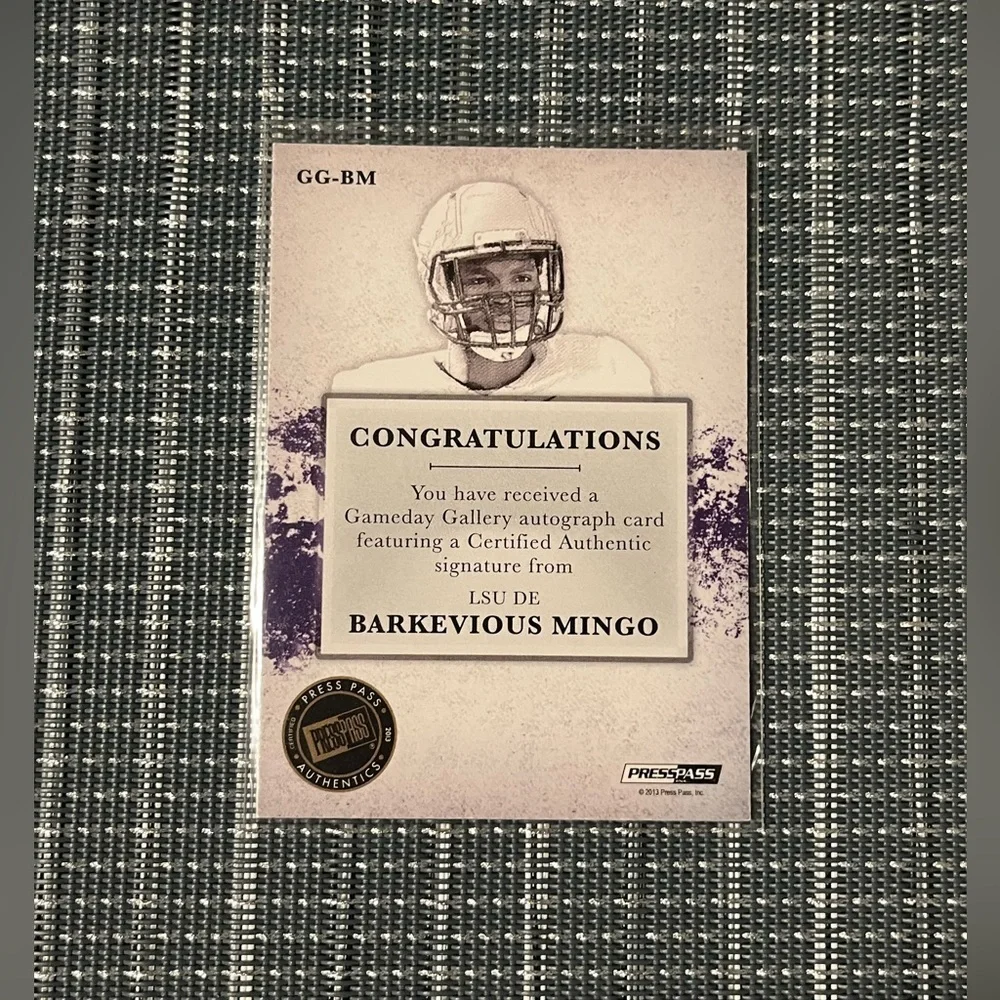 Num: 05/50 & Autographed 🏈 Barkevious Mingo 2013 Press Pass Football Card #GG-BM